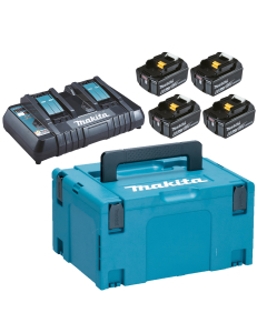 MAKITA, BATTERISETT 4x6,0AH + LADER
