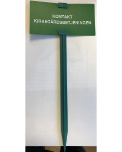 MERKEPINNE GRØNN M/ SKILT MED TEKST